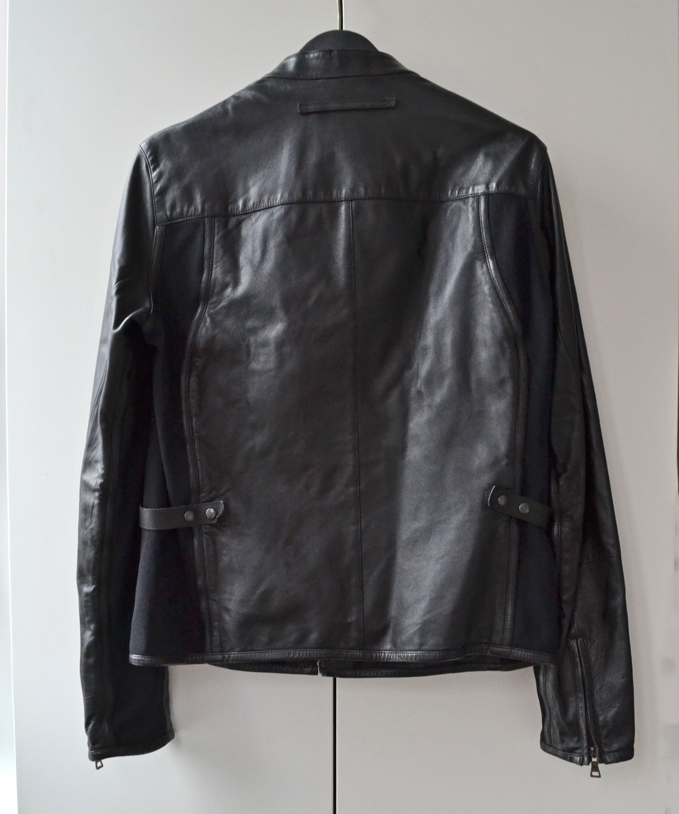Prada 🔴 PRADA Leather Jacket Black Zip Bomber Pockets Nylon Size US M / EU 48-50 / 2 - 6 Thumbnail