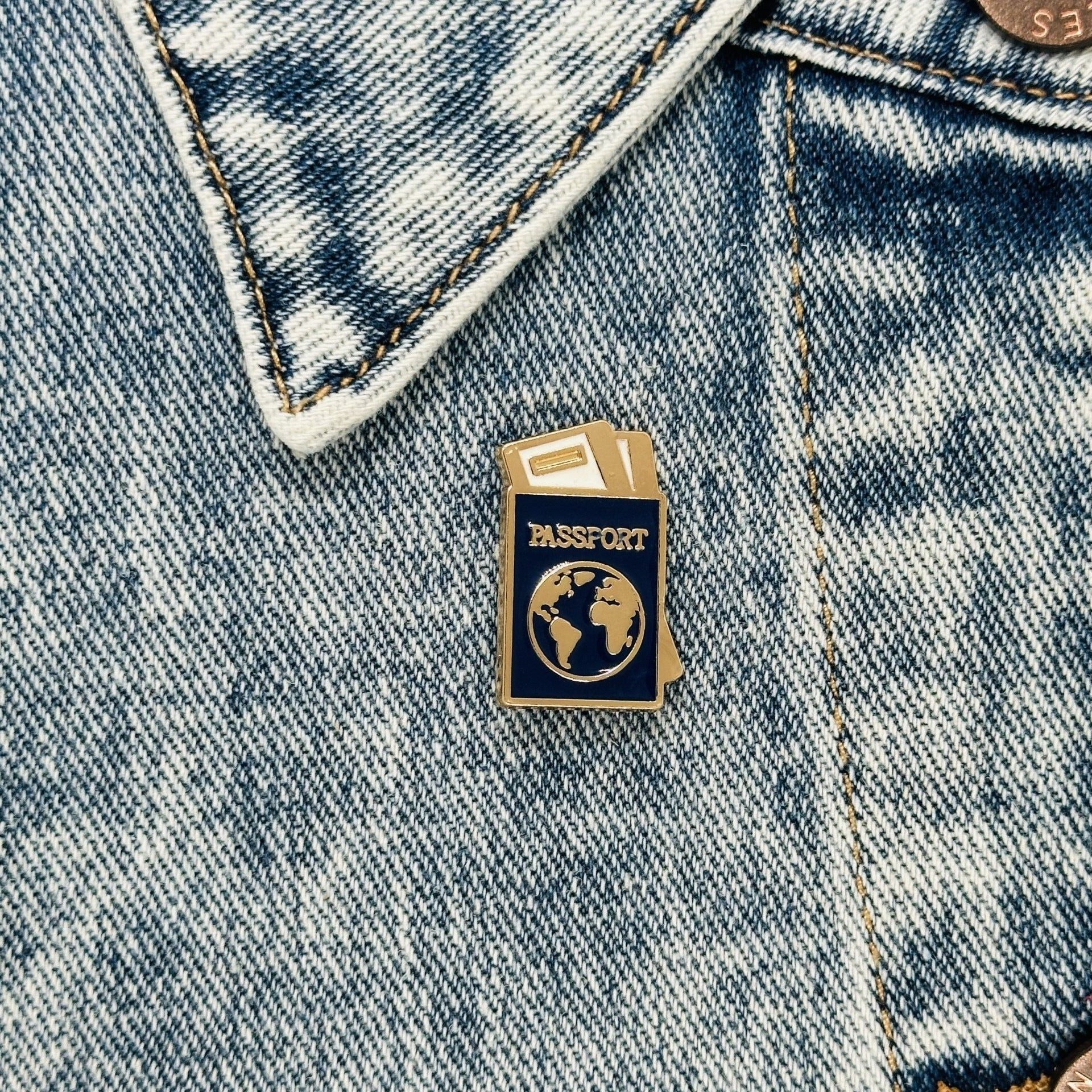 Other ✈️Enamel Pin Passport Travel & Places Jewelry Brooch Gold Bl Size ONE SIZE - 1 Thumbnail