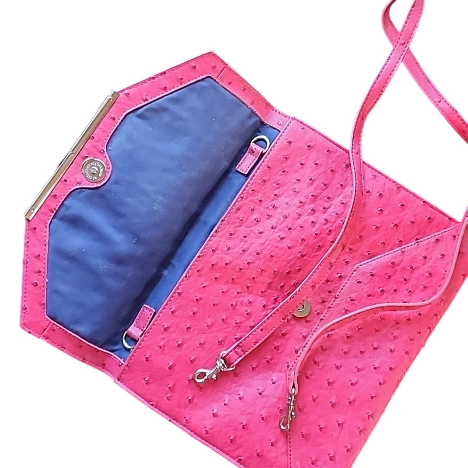 Merona Merona hot pink faux ostrich envelope clutch bag Size ONE SIZE - 4 Thumbnail