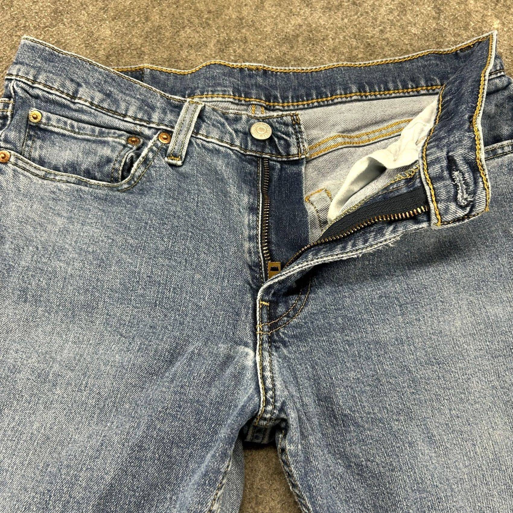 Levi's Levi's 511 Jeans Mens 32x30 Slim Fit Medium Wash Blue Stretch Denim Regular Size 32 Modern Distressed 5-Pocket Button Fly Zip Mens Size US 32 / EU 48 - 2 Thumbnail