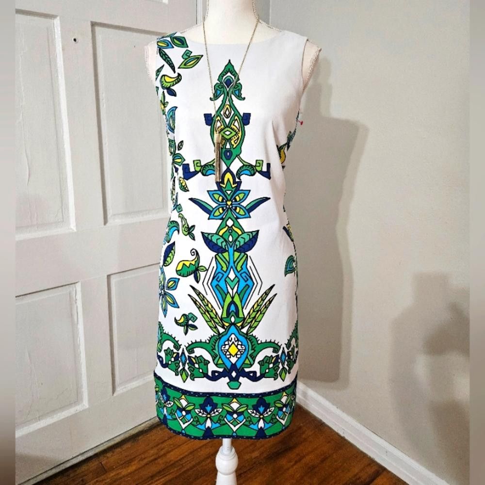Designer Vibrant Geometric Print Sleeveless Dress Size M / US 6-8 / IT 42-44 - 1 Thumbnail