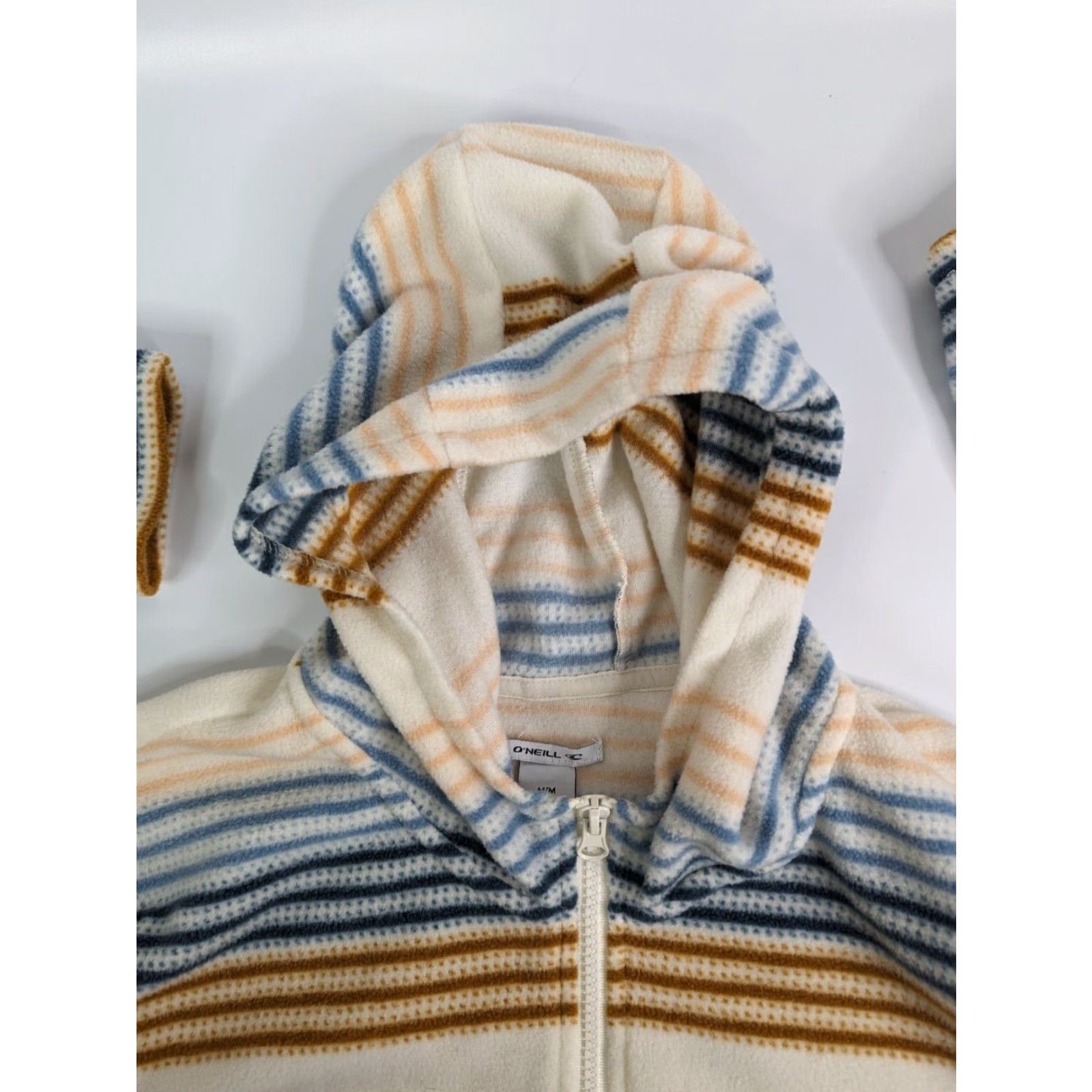 O'Neill VINTAGE O'Neill Hoodie Stripe Pullover Womens Medium Long Sleeve Half Zip Polar Fleece Size M / US 6-8 / IT 42-44 - 7 Thumbnail