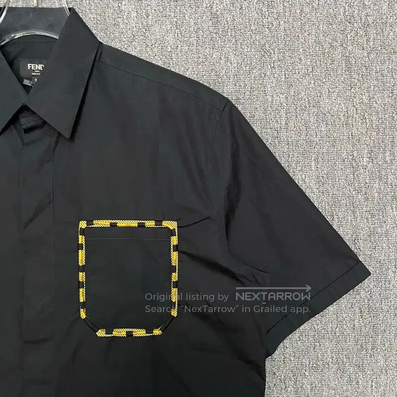 Fendi Fendi Black Cotton Short Sleeve Shirt . Size US L / EU 52-54 / 3 - 3 Thumbnail