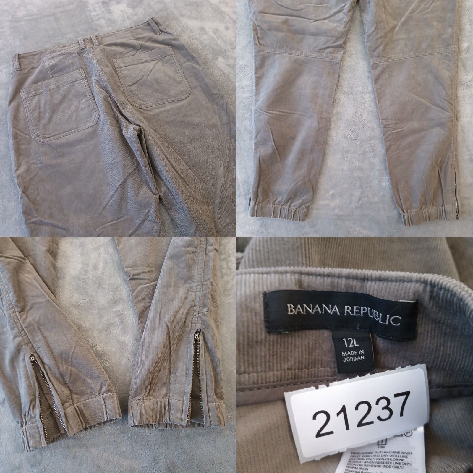 Banana Republic Banana Republic Pants Womens Size 12 Regular Gray Corduroy Ankle Zip Pockets Tapered Inseam 29 in Size 34" / US 12 / IT 48 - 8 Thumbnail