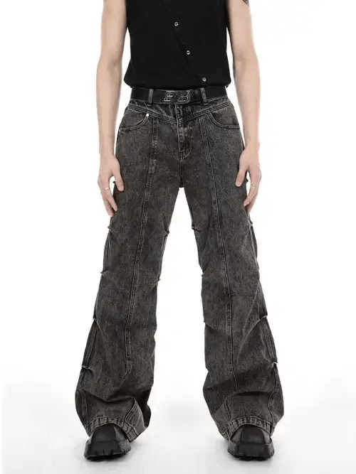 Japanese Brand × Jean Vintage washed distressed micro-flared high-waisted jeans Size US 28 / EU 44 - 2 Thumbnail