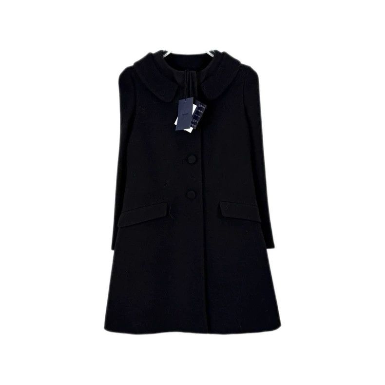 Prada Prada Size 38 Black wool tweed medium and long coat 2502-N Size US XXS / EU 40 - 1 Thumbnail