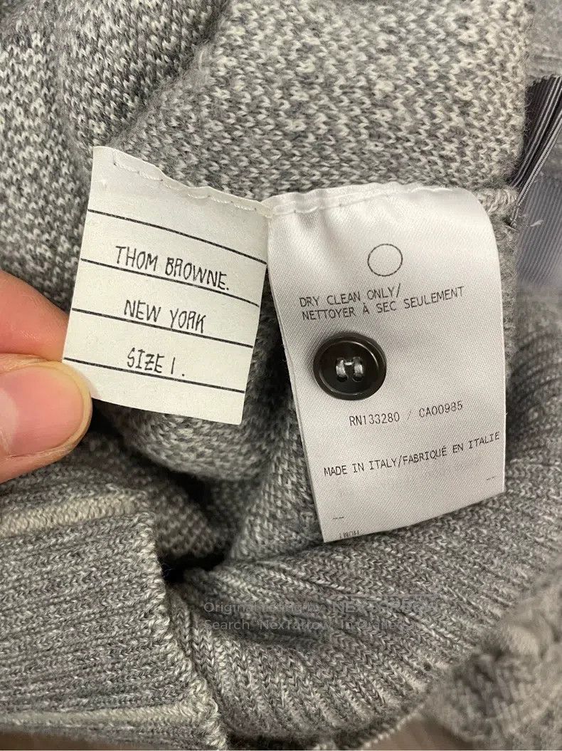 Thom Browne Gray Striped Fringe Wool Sweater