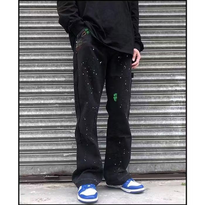 image of Paint Splatter Stack Jeans in Black, Men's (Size 30)