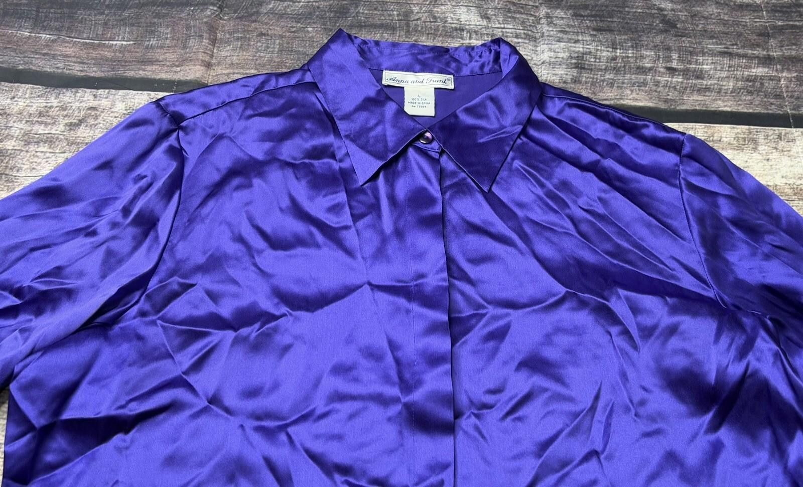 Other Anna & Frank Top Women's Large Silk Satin French Cuffs Size L / US 10 / IT 46 - 4 Thumbnail