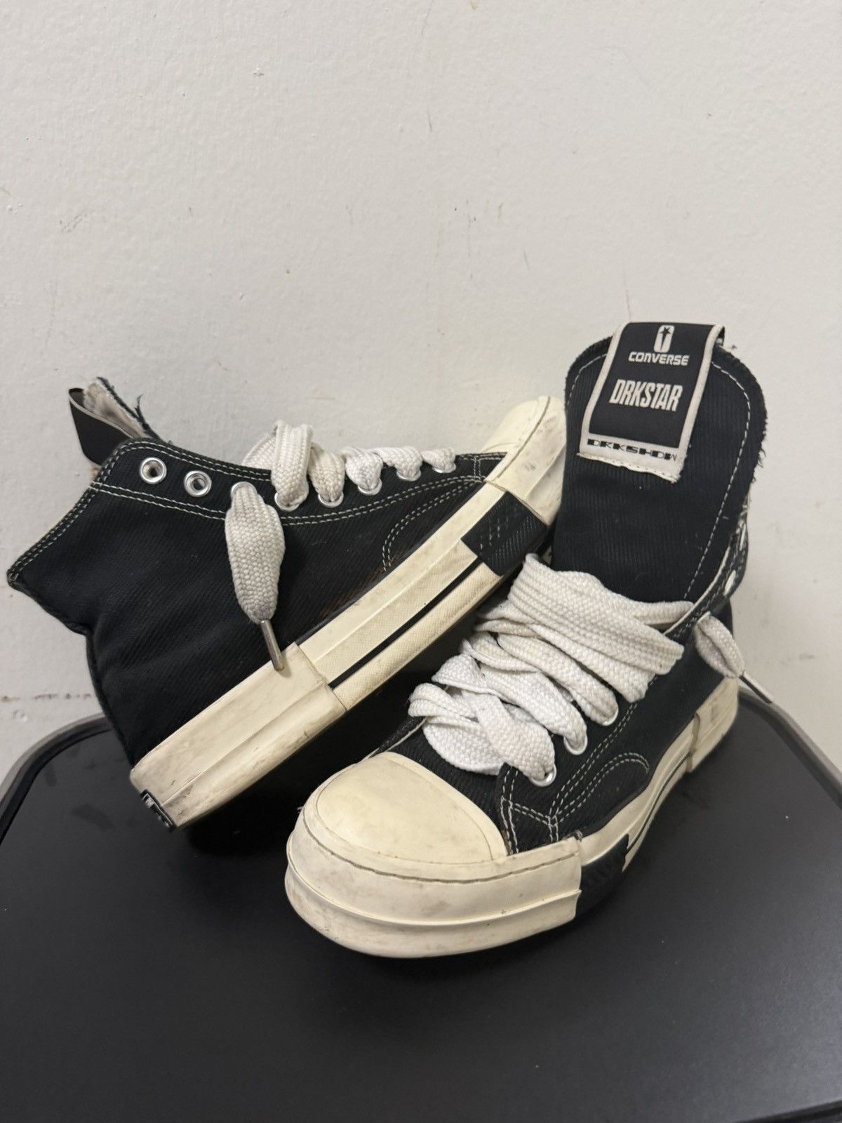 Converse × Rick Owens Drkshdw Converse x Rick Owens DRKSHDW DRKSTAR Chuck 70 High Black 7M Size US 7 / EU 40 - 1 Thumbnail