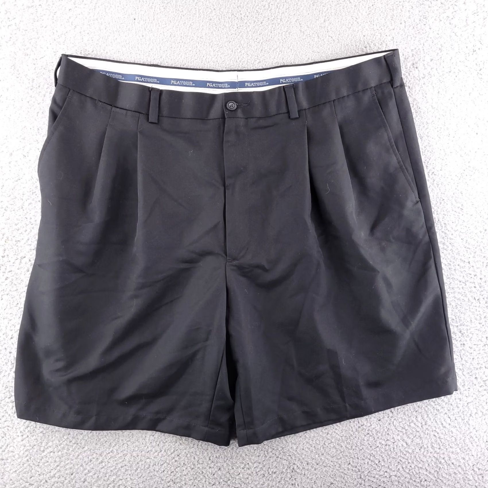PGA Tour PGA Tour Shorts Mens 40 Black Pleated Performance Polyester 9" Inseam Size US 40 / EU 56 - 2 Thumbnail
