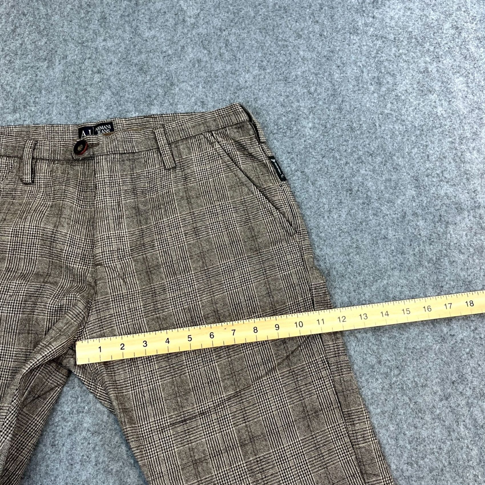 Armani Armani Mens Wool Trousers Pants Straight 32 Grey Check Plaid Jeans Regular Size US 32 / EU 48 - 5 Thumbnail