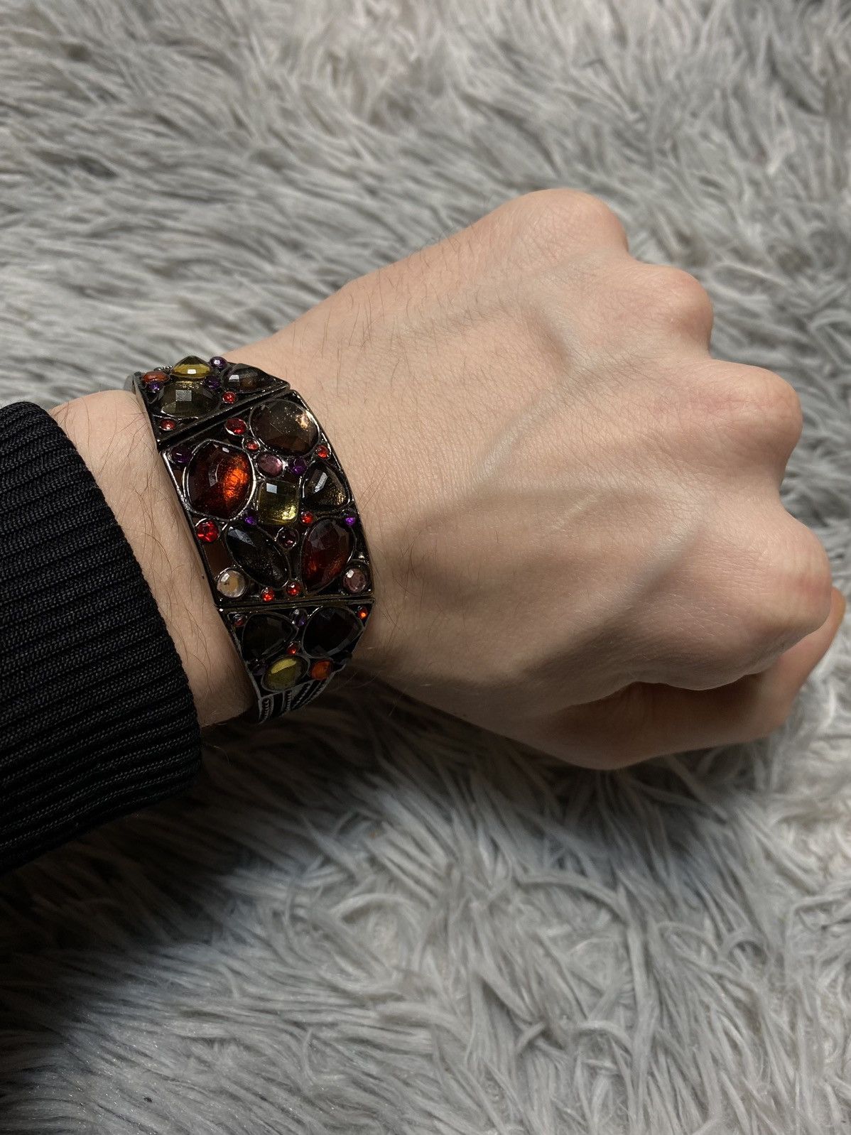Jewelry Gothic Gemstone Cuff Bracelet – Bold & Unique Design Size ONE SIZE - 6 Thumbnail