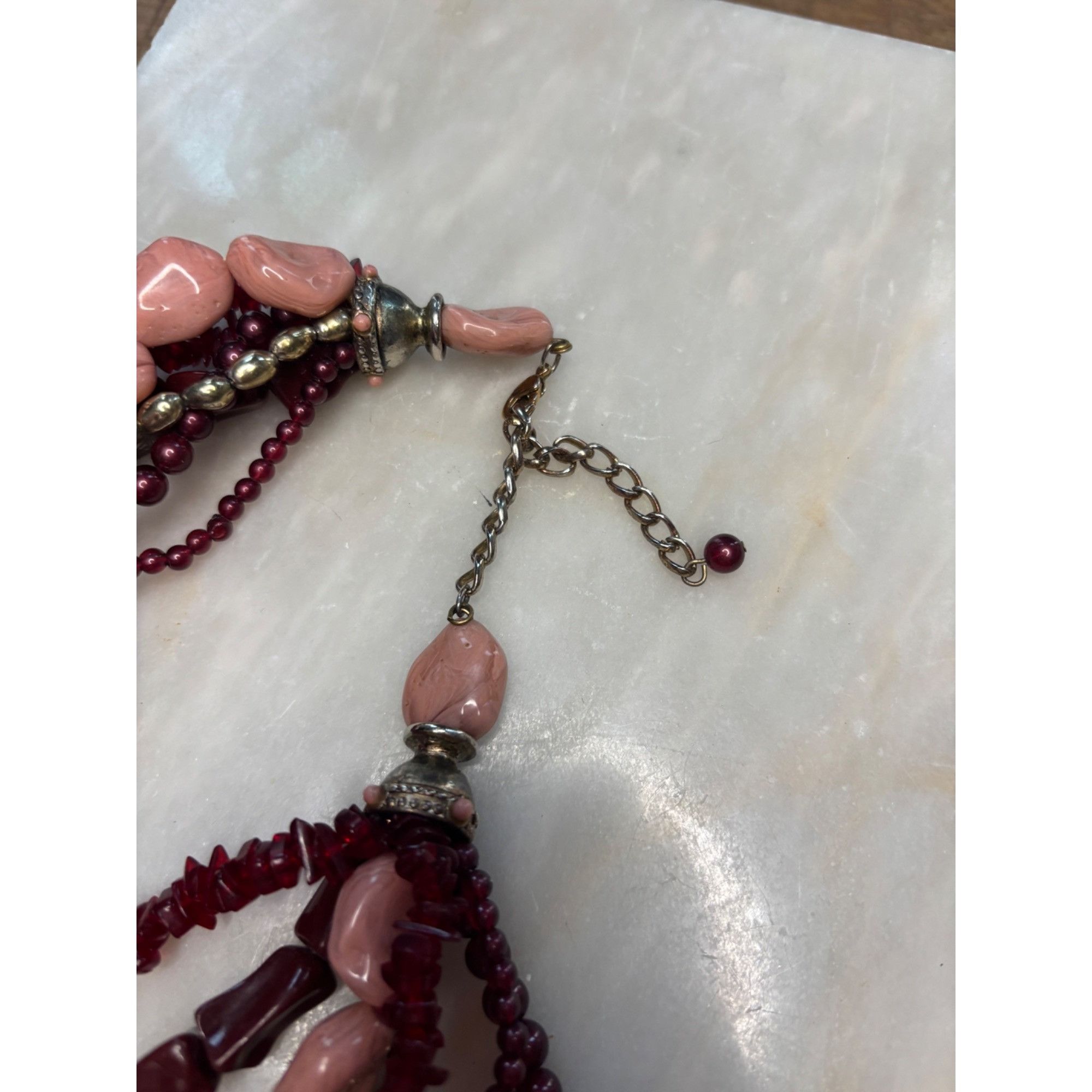 Other Multi-Strand Beaded Necklace With Red & Pink Stones Size ONE SIZE - 6 Thumbnail