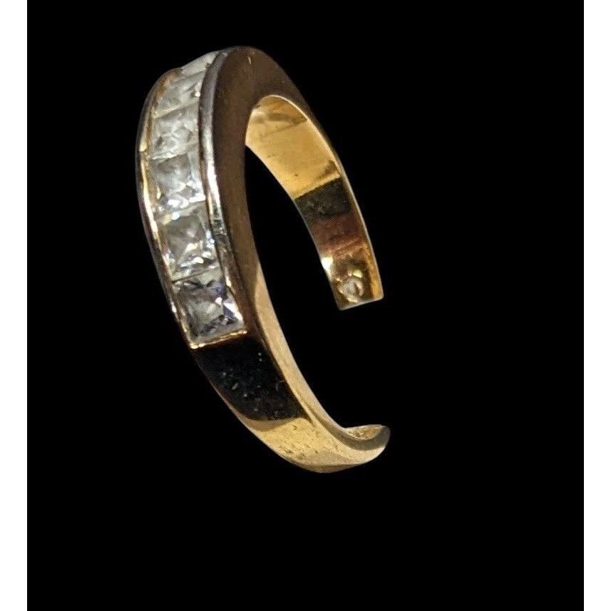 Other Elegant Signed Gold Tone Ring With Clear Gems Size ONE SIZE - 5 Thumbnail