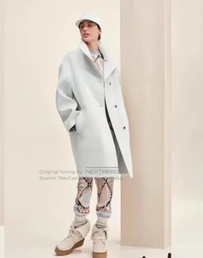 Hermes Hermes Light Blue Wool Single-Breasted Coat Size 4XL / US 24-26 - 3 Thumbnail