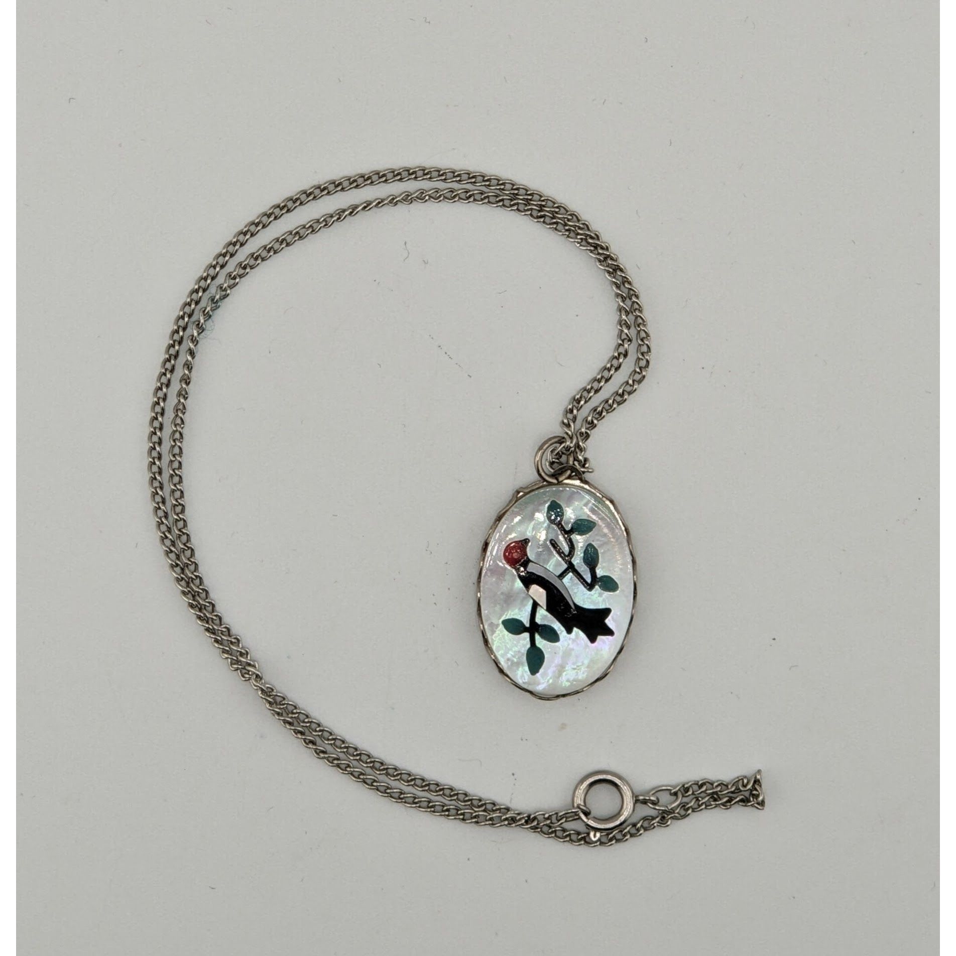 Other Vintage Artisan Mother Of Pearl Necklace With Bird & Branch Size ONE SIZE - 5 Thumbnail
