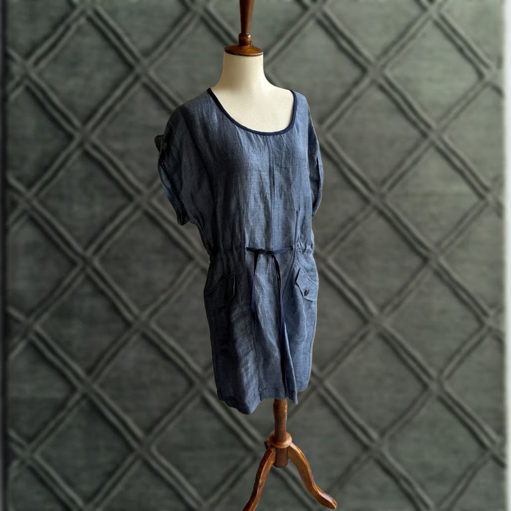 Rag & Bone rag & bone Dress Shirt Dress Linen Silk Blend Denim Color Size 4 Blue Knee Length Womens Size S / US 4 / IT 40 - 1 Thumbnail