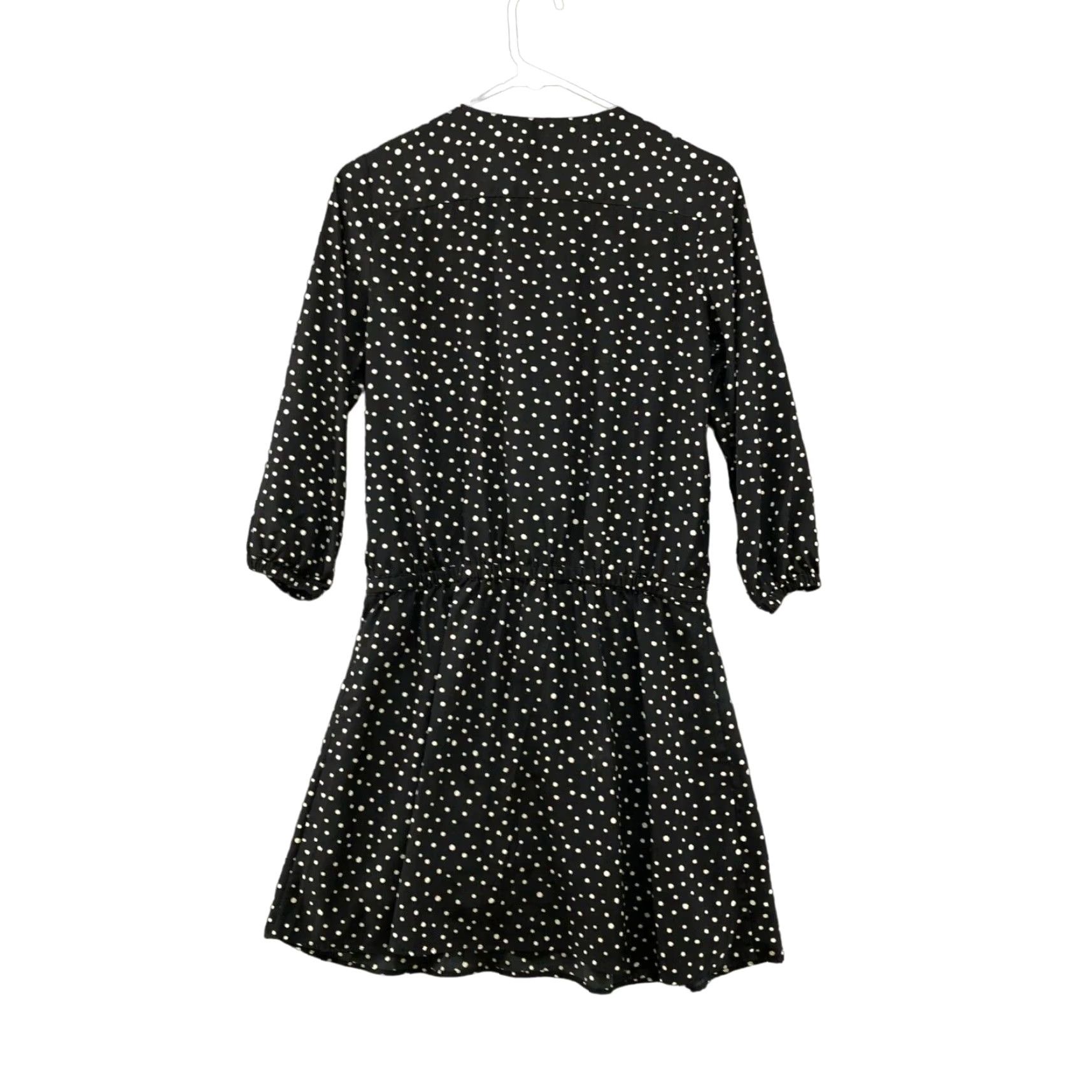 Uniqlo Uniqlo Dress Polka Dot Mini V-Neck Ruffle Front Long Sleeve Women S Black Polyester Casual Formal Size S / US 4 / IT 40 - 2 Thumbnail
