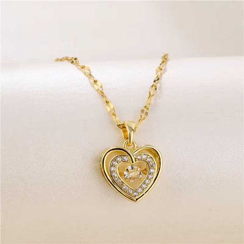 Jewelry Cute Heart Crystal Pendant Necklace Size ONE SIZE - 2 Thumbnail