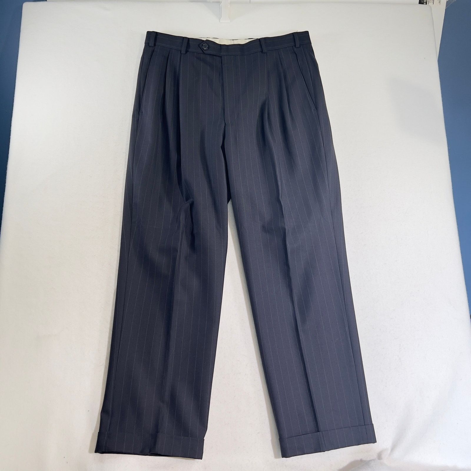 Brooks Brothers Brooks Brothers 346 Pin Stripe Suit SZ 43R Classic Blue Wool Size 42R - 13 Thumbnail