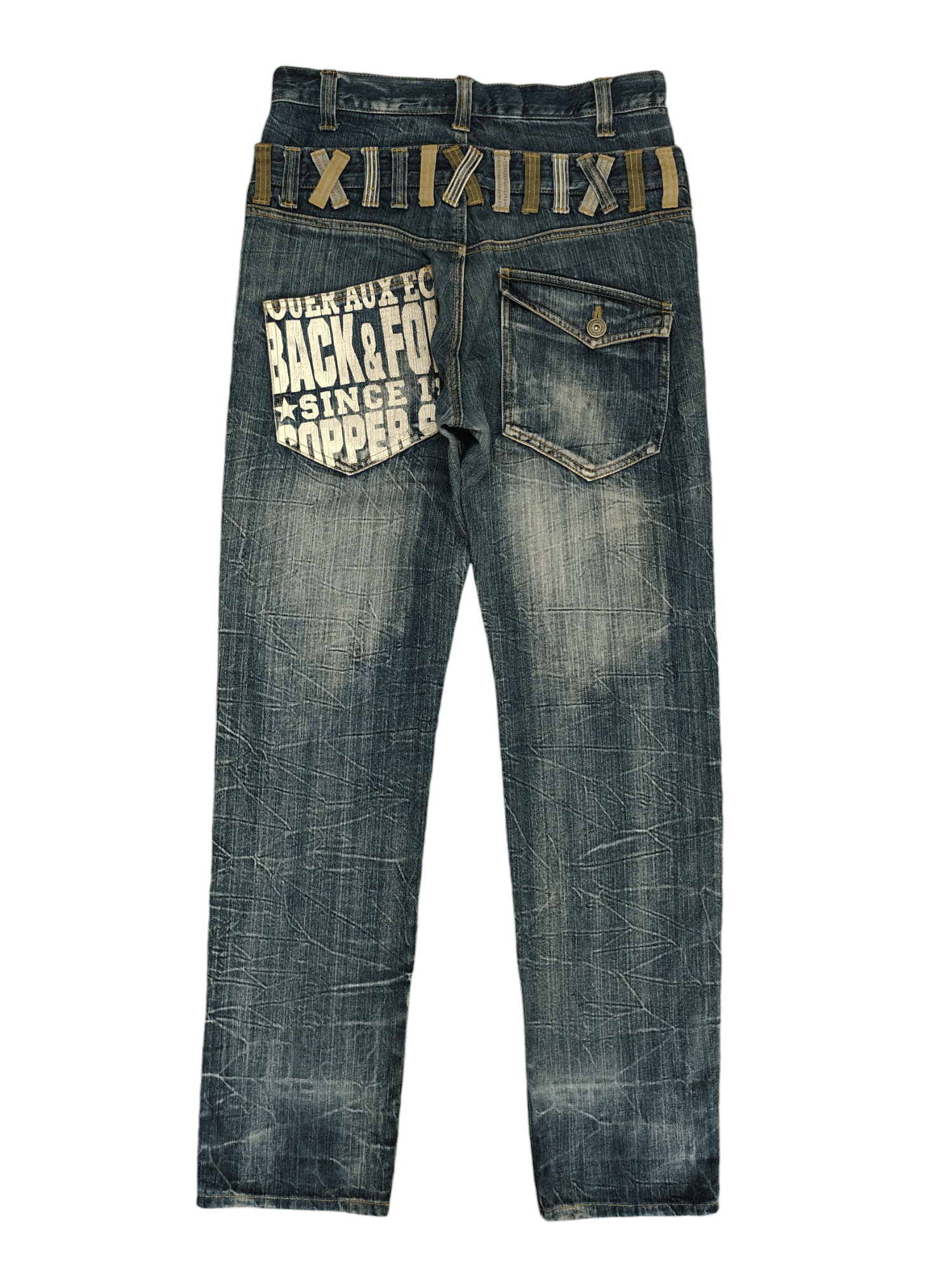 If Six Was Nine Vintage Y2k Back & Forth Clawmark Faded Double Waist Jeans Size US 31 - 9 Thumbnail