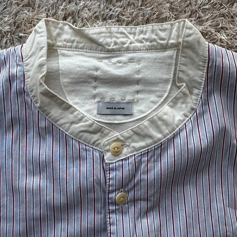 Visvim visvim Stripe Patchwork Collarless Long Sleeve Shirt 2506-N Size US XXL / EU 58 / 5 - 1 Thumbnail
