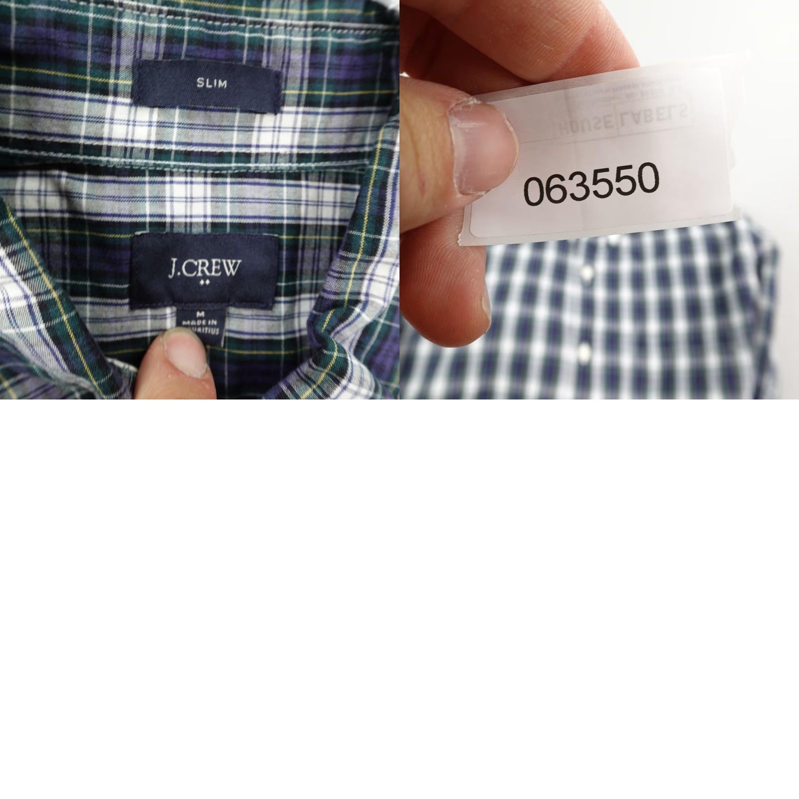 J.Crew J.CREW Shirt Mens Medium Blue Green Gray Plaid Twill Slim Fit Long Sleeve Button-Down Casual Workwear Size US M / EU 48-50 / 2 - 8 Thumbnail