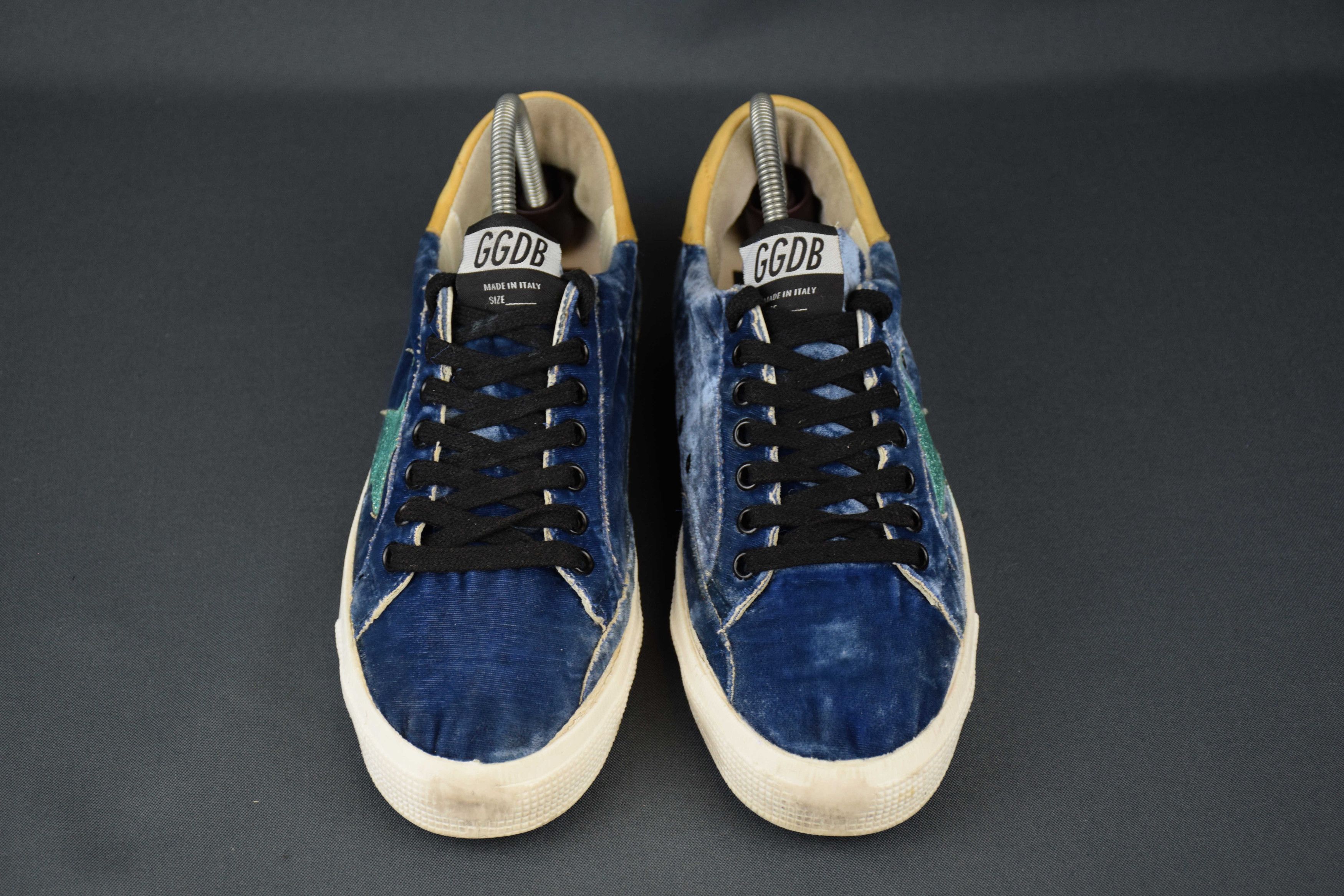 Designer × Golden Goose GOLDEN GOOSE GGDB MAY Blue Velvet Sneakers US 8 UK 6 EU 39 Size US 8 / IT 38 - 4 Thumbnail
