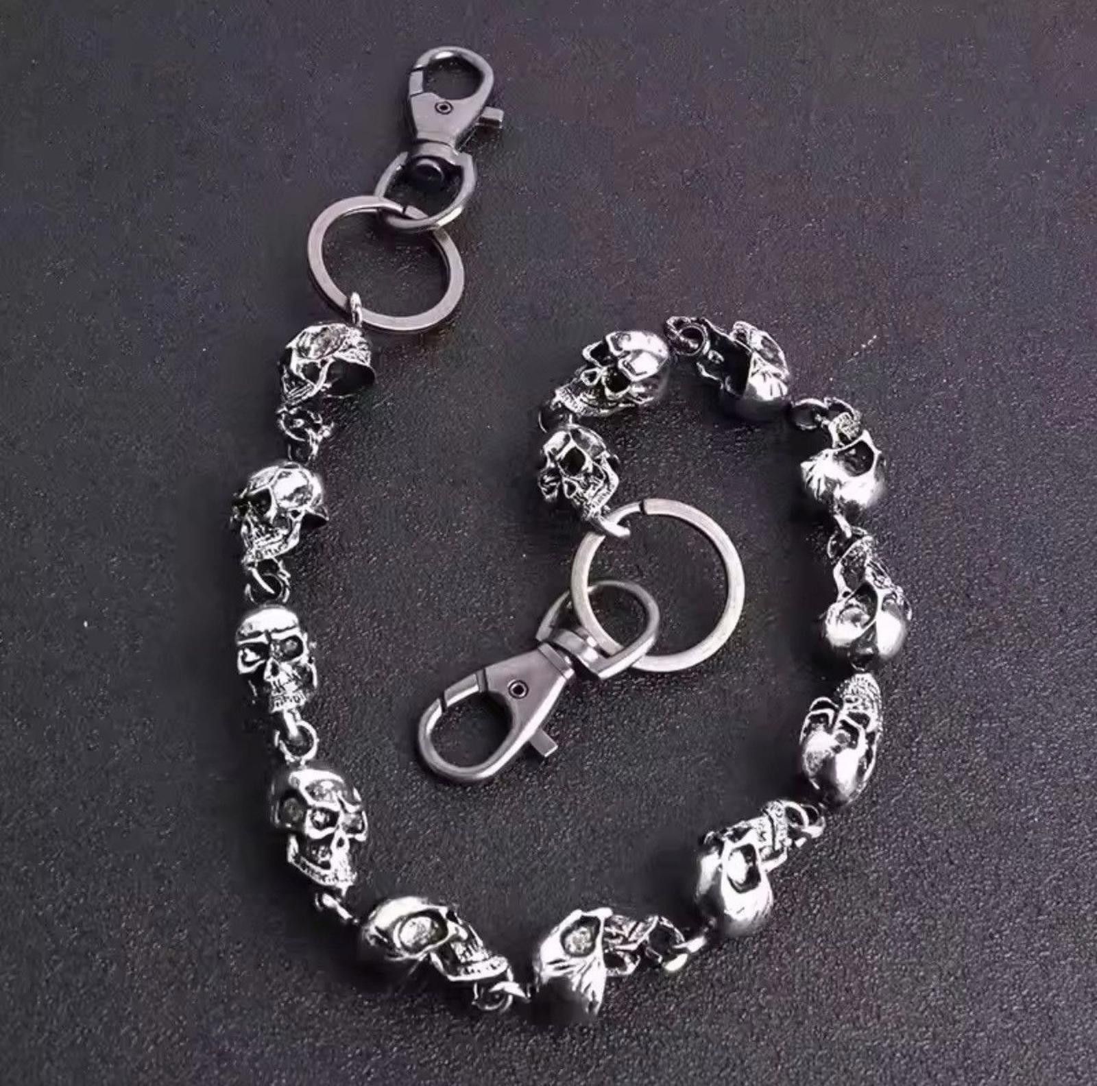 Jewelry Punk Skulls Silver Link Wallet Chain Size ONE SIZE - 6 Thumbnail