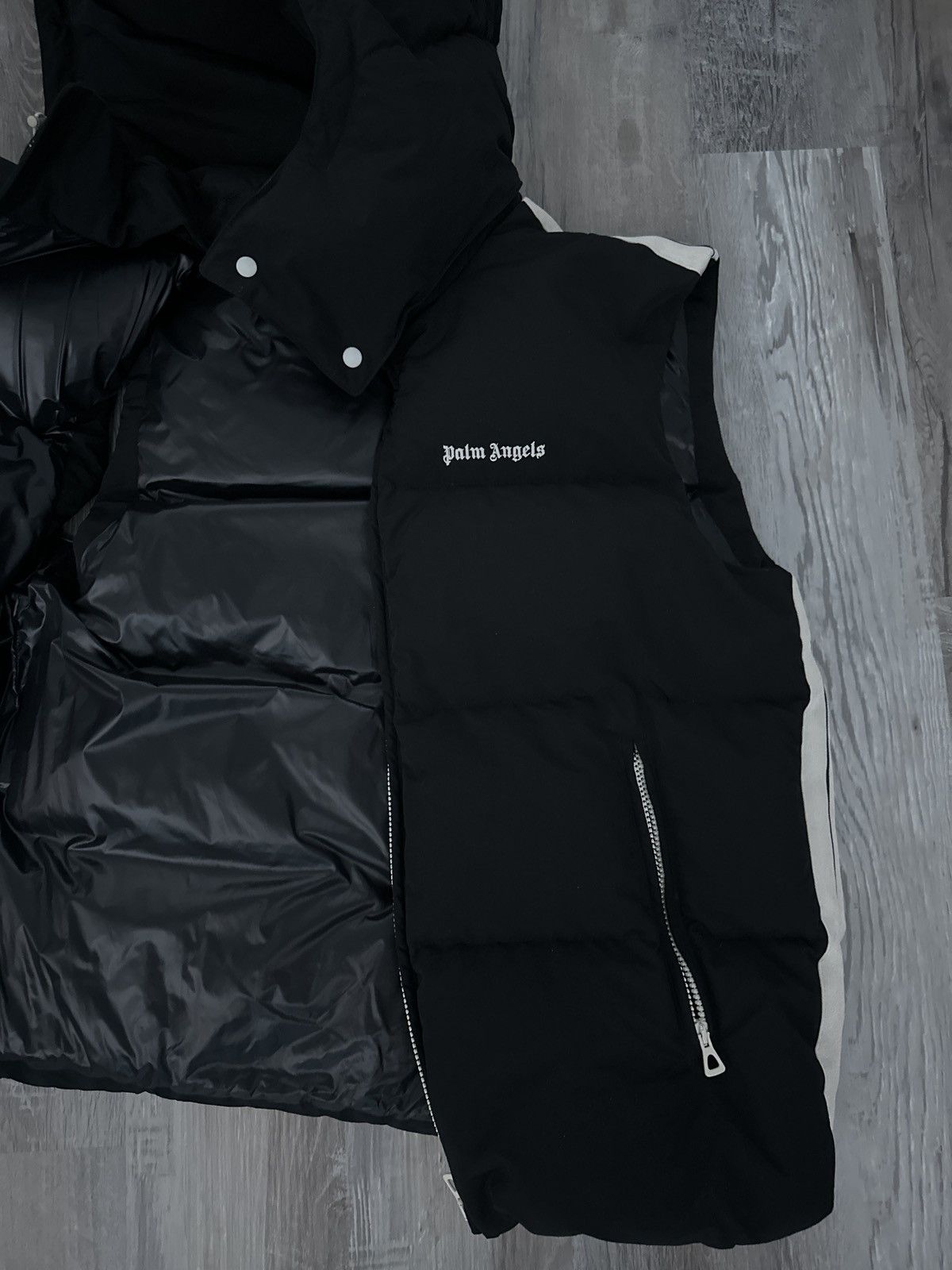 Palm Angels Black Embroidered Down Vest Size US M / EU 48-50 / 2 - 4 Thumbnail