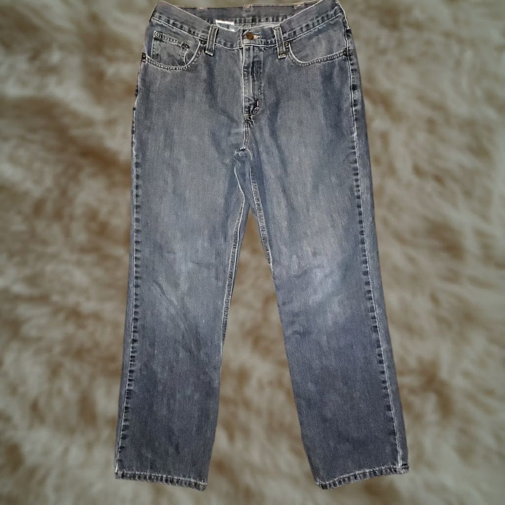 Carhartt Carhartt Jeans Relaxed Straight Men 33x30 Blue Distressed Workwear Denim Size US 33 - 1 Thumbnail
