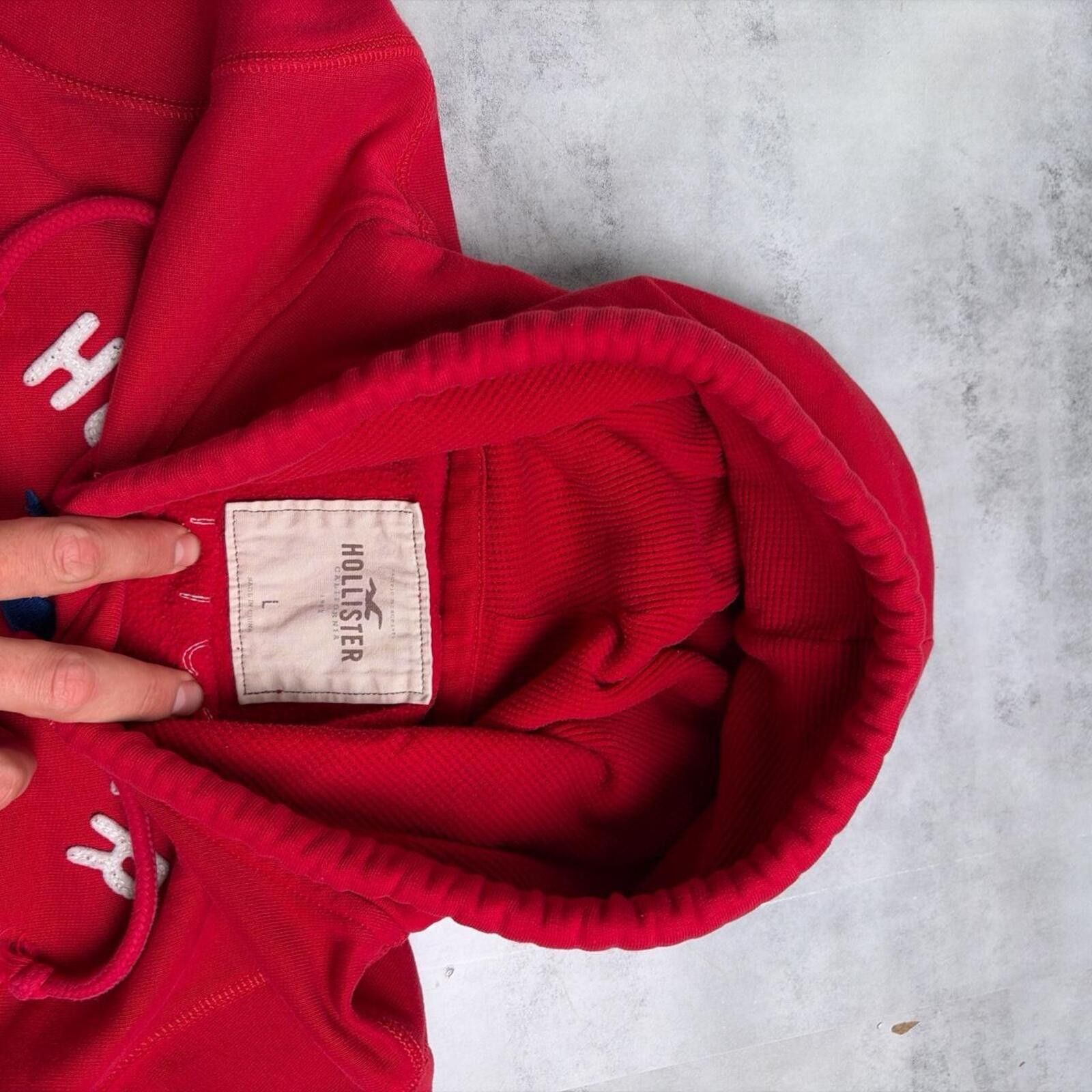 Other Y2K Red Hollister Grunge Surf Thermal Hoodie Size L / US 10 / IT 46 - 6 Thumbnail