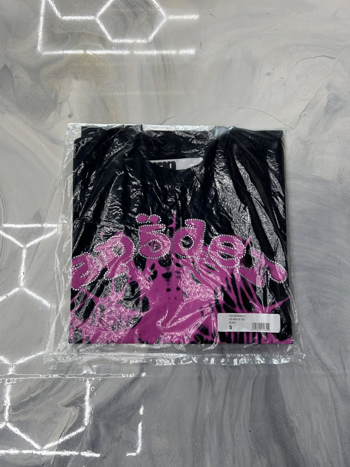 Sp5der Sp5der Rhinestone Scattered Web Tee Black Pink Size S Size US S / EU 44-46 / 1 - 12 Thumbnail