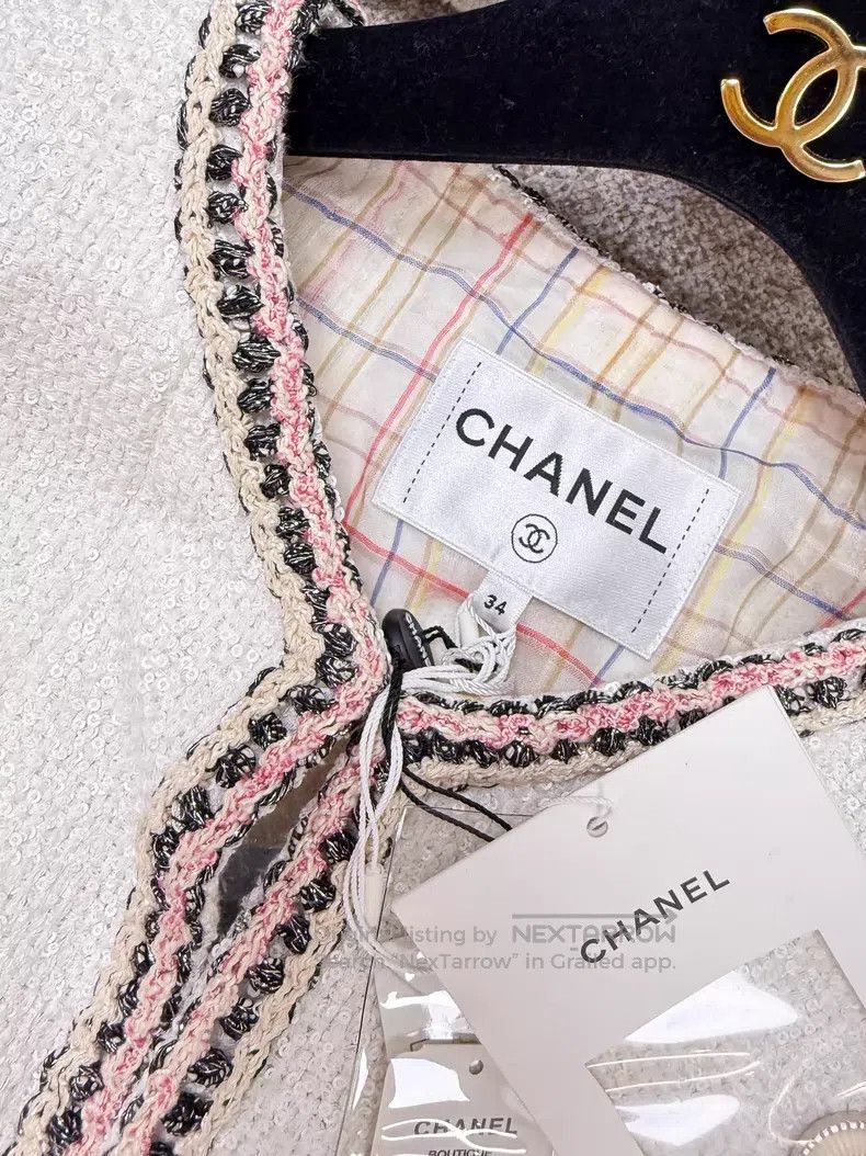 Chanel Chanel Sequin embroidery four-pocket rolled-edge woven lon Size XXS / US 00 / IT 34 - 6 Thumbnail