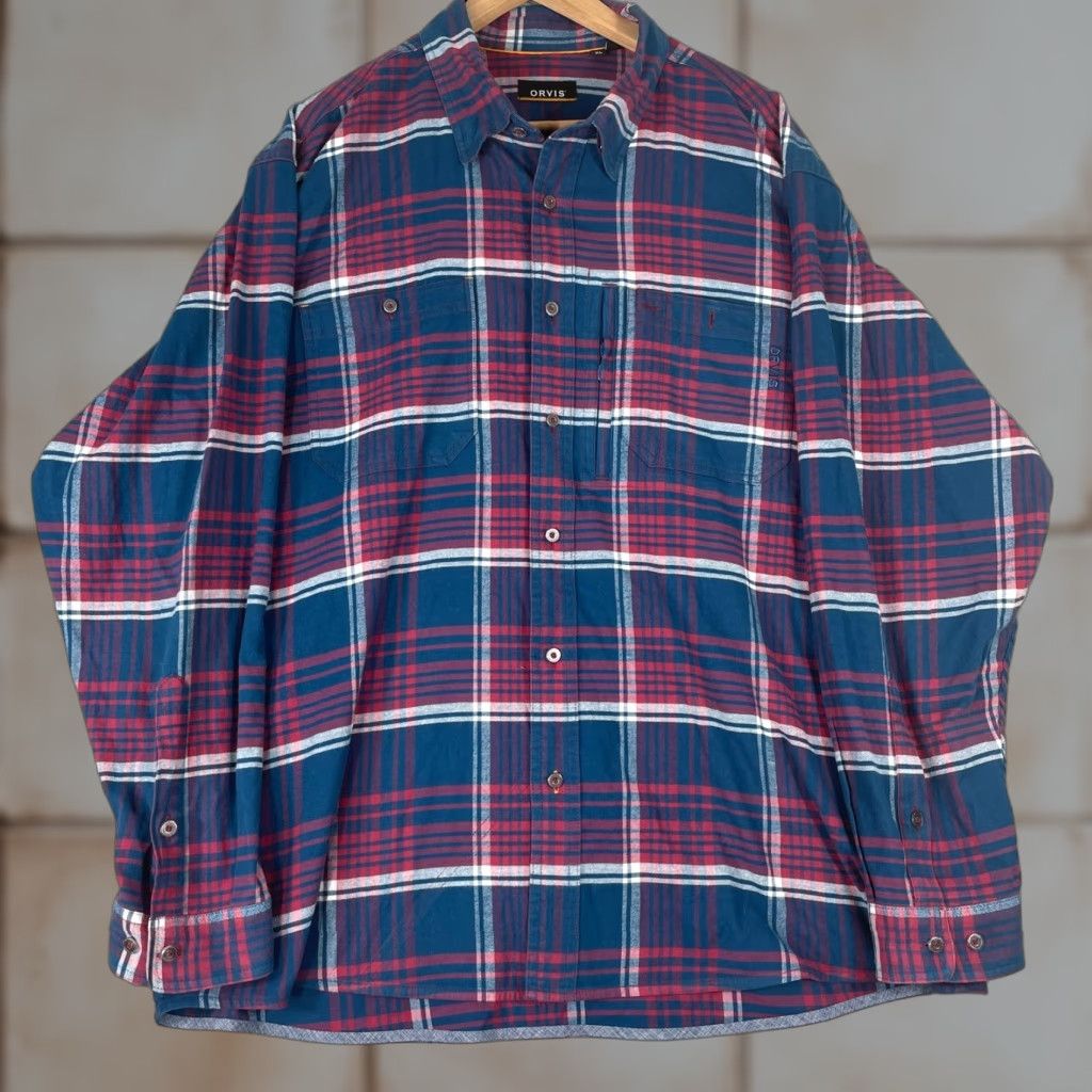 Orvis Orvis Plaid Flannel Shirt Mens XL Blue Red Stretch Button Down Outdoor Workwear Size US XL / EU 56 / 4 - 1 Thumbnail