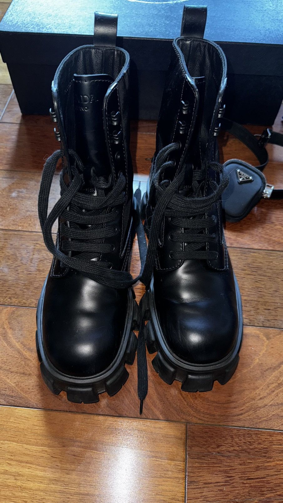 Prada Prada Monolith brushed leather renylon combat boot Size US 10.5 / EU 43-44 - 4 Thumbnail