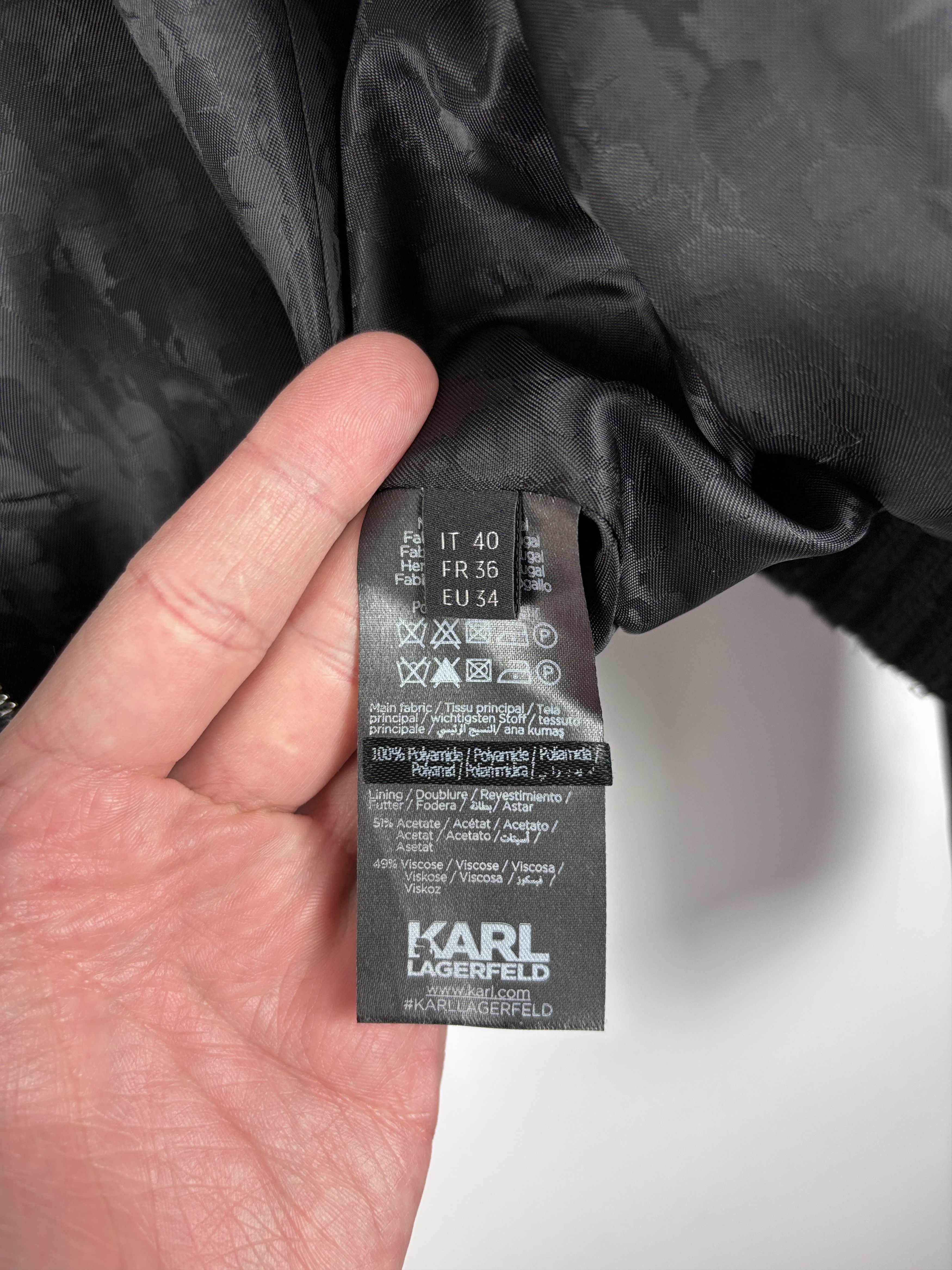 Karl Lagerfeld Womens Karl Lagerfeld Zip Bomber Jacket Black Size EU 34 Size M / US 6-8 / IT 42-44 - 8 Thumbnail