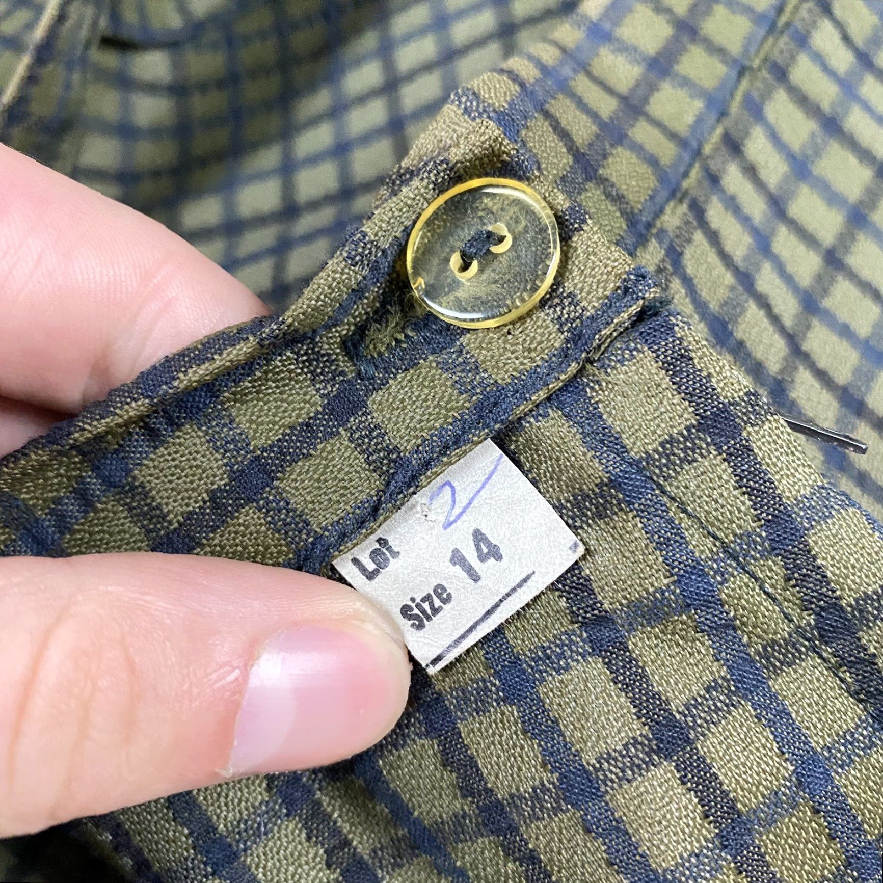 Vintage VINTAGE 1960s UNIONMADE Green/Navy Checkered Wool Woven Skirt Women's Size 14 Pleated Mod/GoGo Size 36" / US 14 / IT 50 - 4 Thumbnail