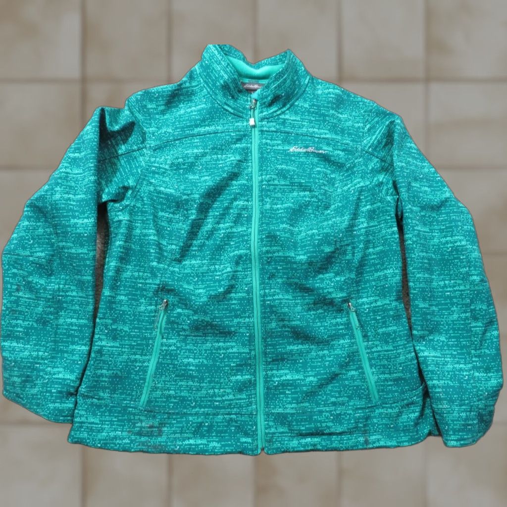Eddie Bauer Eddie Bauer Jacket Women's XL Green Patterned Voyager Flexion Heather Zipper All Seasons Lining Polyester Regular Size XL / US 12-14 / IT 48-50 - 1 Thumbnail