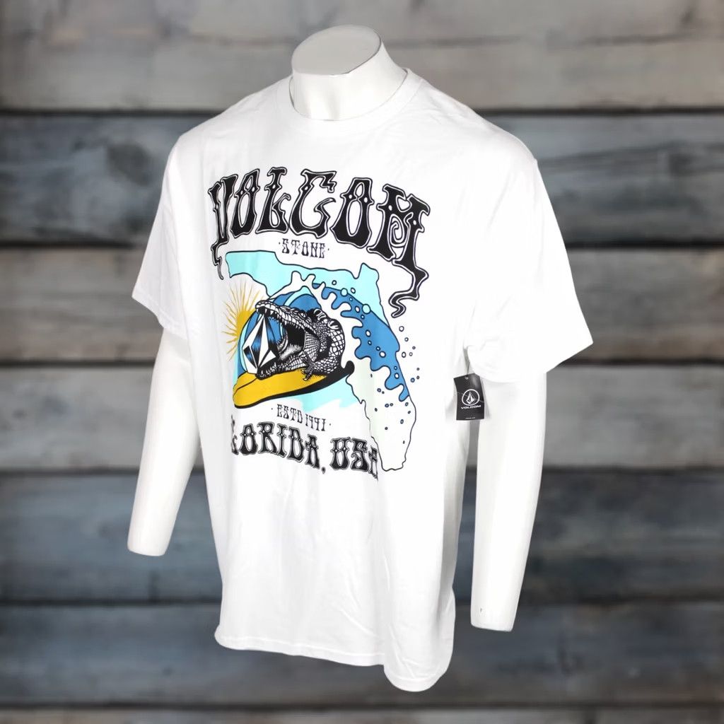 Volcom Volcom Men's Gator Florida Short Sleeve T Shirt 3XL White Graphic Tee Beach Outdoor Crew Neck 100% Cotton Size US XXL / EU 58 / 5 - 1 Thumbnail