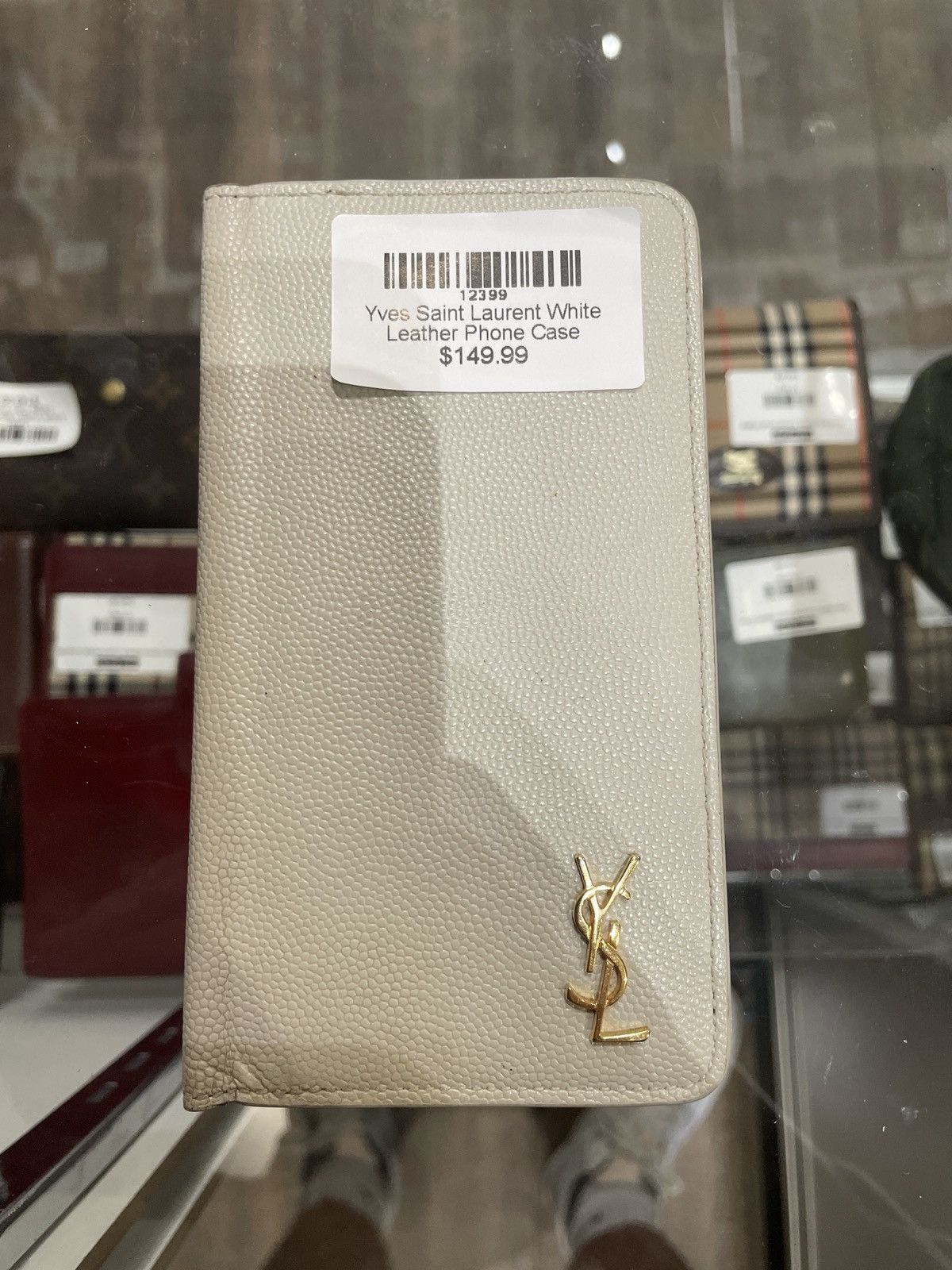 Yves Saint Laurent Yves Saint Laurent White Leather Phone Case Size ONE SIZE - 1 Thumbnail