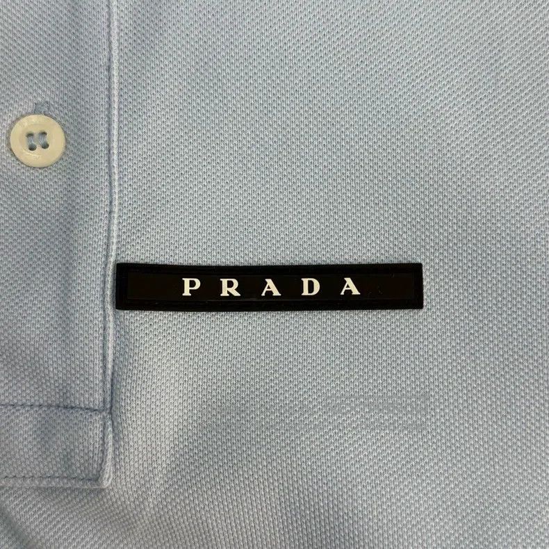 Prada Prada Light blue classic rubber logo short-sleeved polo sh Size US M / EU 48-50 / 2 - 8 Thumbnail