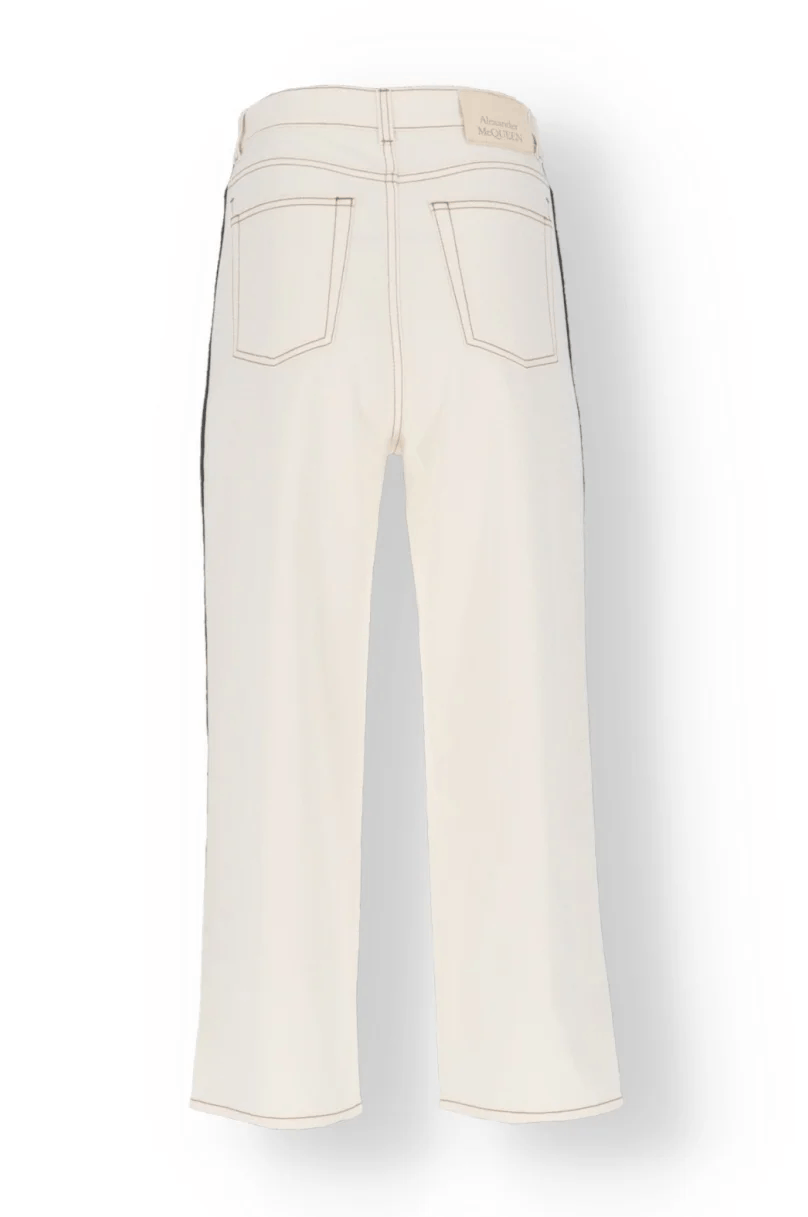 Alexander McQueen o1y0325 Denim Pant in White Size 25" / US 0 / IT 36 - 2 Thumbnail