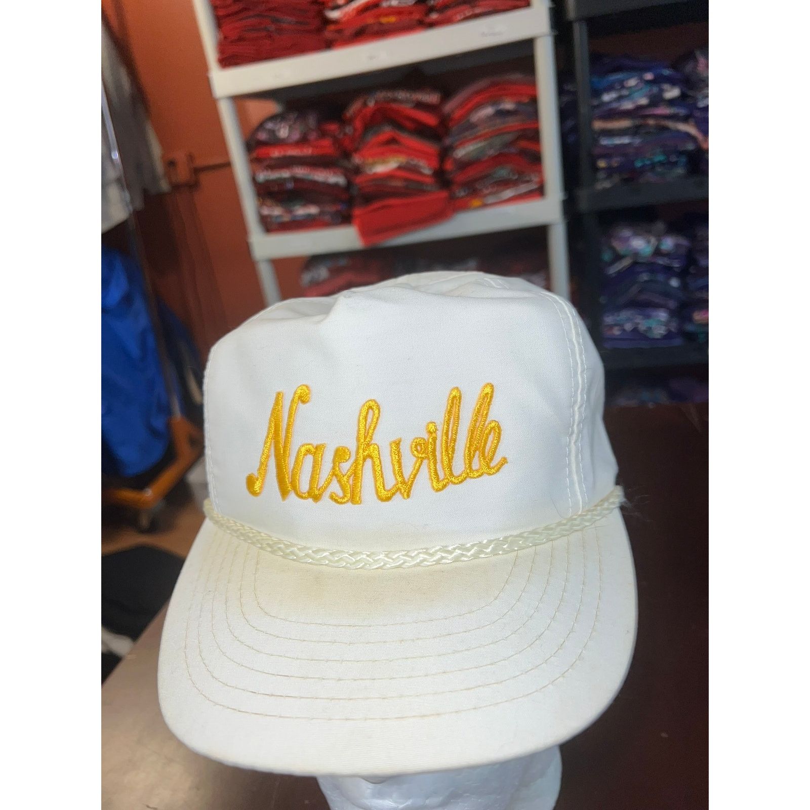 Vintage Vintage Nashville Hat TN Tennessee White Gold Roper Snapback Size ONE SIZE - 3 Thumbnail