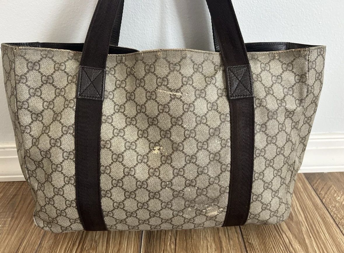 Gucci GUCCI GG Monogram Supreme Tote Bag Handbag Brown Size ONE SIZE - 5 Thumbnail