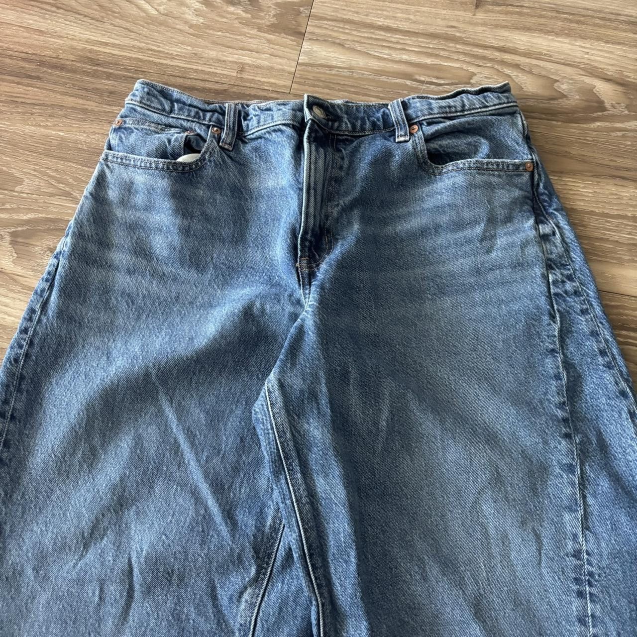 American Eagle Outfitters Crazy Vintage Y2K/2000s Baggy American Eagle Medium Wash Denim Jeans! 33x28 Size US 33 - 5 Thumbnail