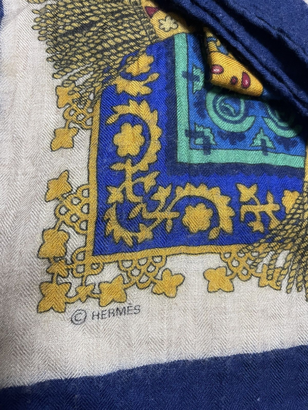 Hermes HERMÈS Vintage Silk Cashmere BRINS D'OR stole shawl Size ONE SIZE - 13 Thumbnail