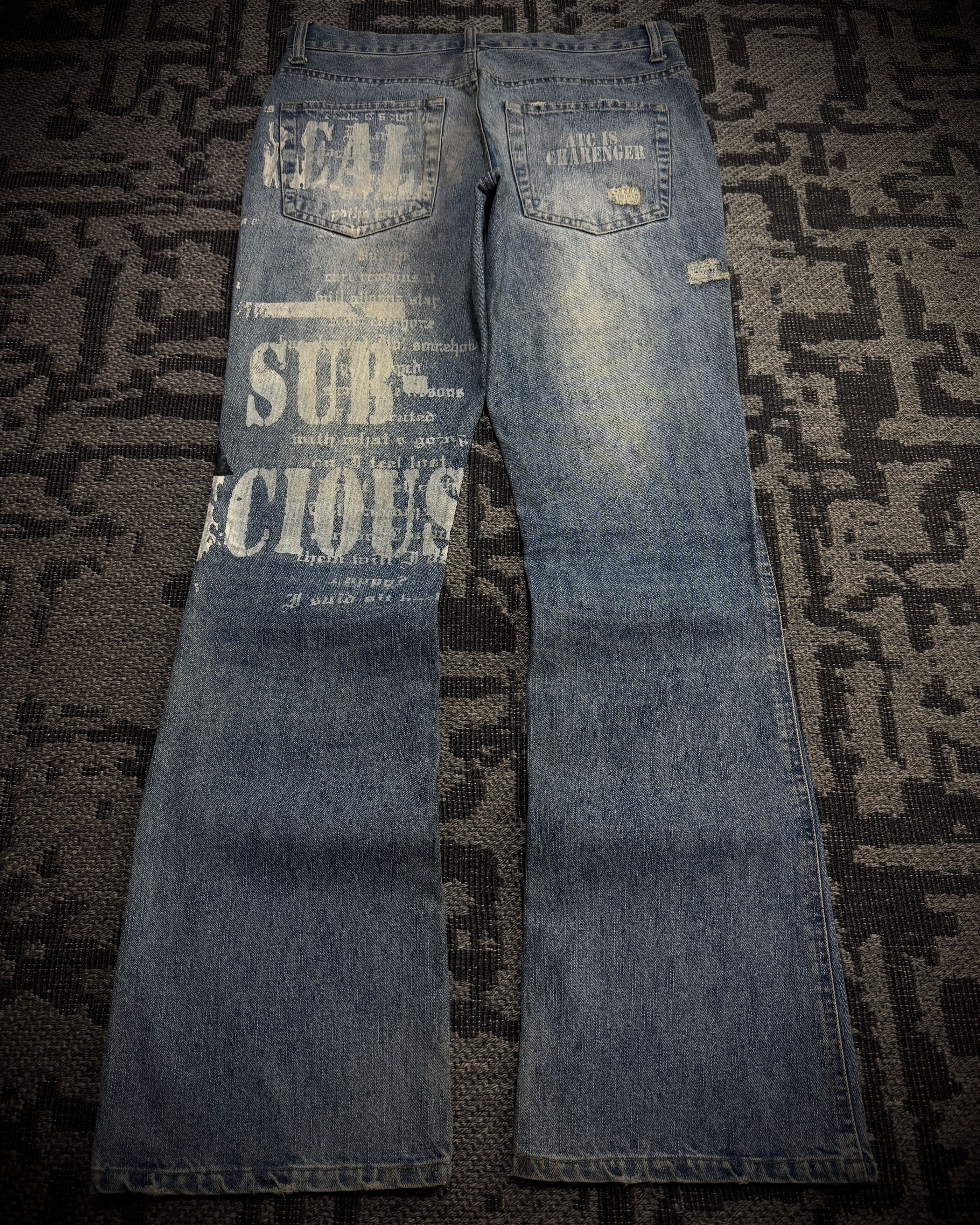 In The Attic In The Attic Distressed Graphic Bootcut Jeans Size US 34 / EU 50 - 2 Thumbnail
