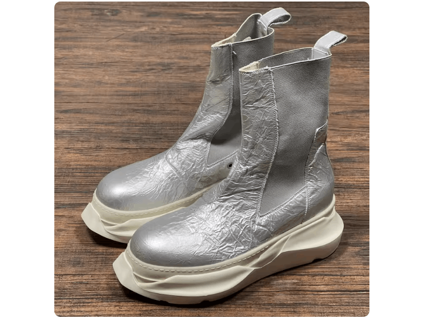 Rick Owens Drkshdw Rick Owens Men's Silver Stretch Crepe Chelsea Boots Size US 10 / EU 43 - 4 Thumbnail